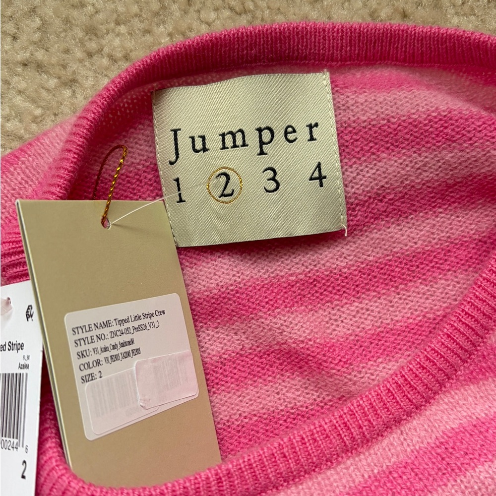 Jumper 1234 Pink Striped Women's Cashmere Sweater - Picture 11 of 12